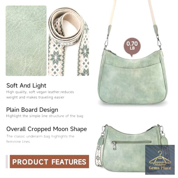 Vegan Leather Crossbody Bag Adjustable Strap Spacious Compartments Women's Purse - Picture 5 of 7